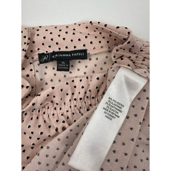 Women's Adrianna Papell Blouse Pink/Black Heart Print Size XL - Picture 3 of 3